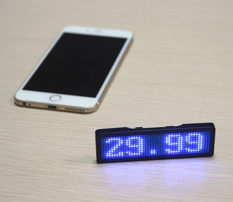 Coolbird Blue LED Name Tag, Rechargeable Wireless Bluetooth LED Name Badge Reuseable Price Tag 44x11 Pixels Digital Sign for Restaurant Shop Exhibition Nightclub Hotel - Image 4